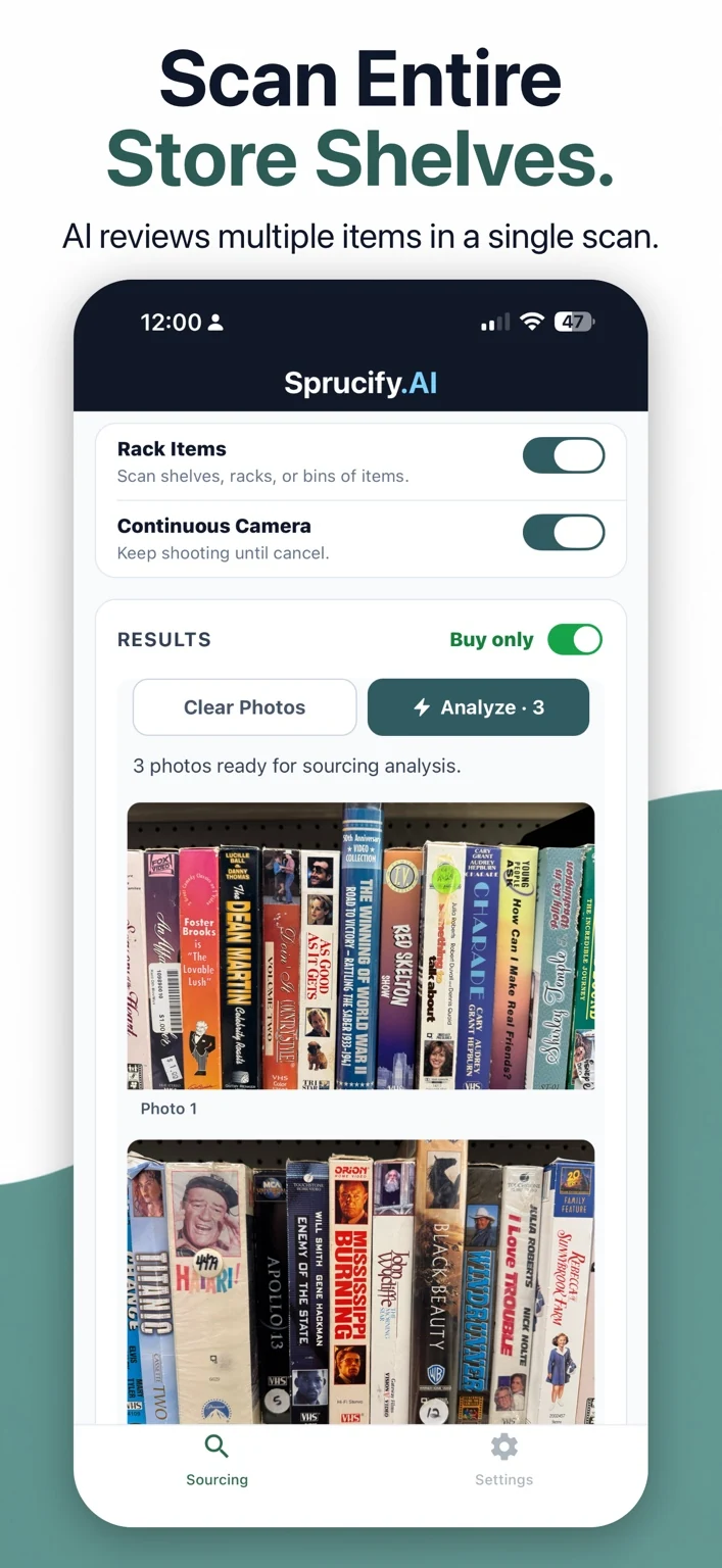 Sprucify Mobile scans multiple items on a store shelf